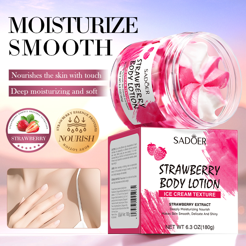 Skincare Ingredients - 180g Strawberry Body Lotion, Containing Niacinamide,