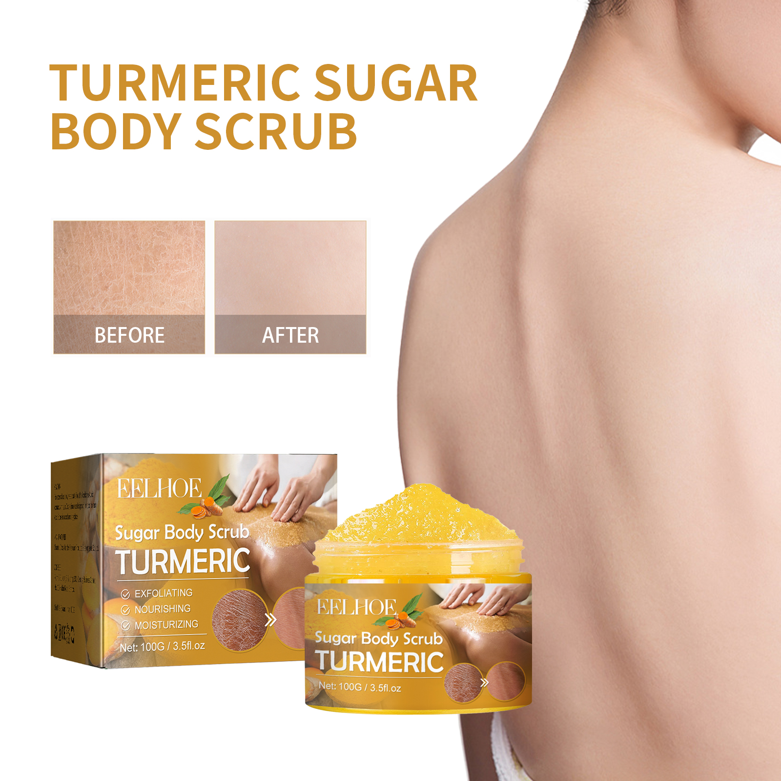EELHOE 100g Turmeric Sugar Bod - مراجعة Skincare Ingredients وسعره